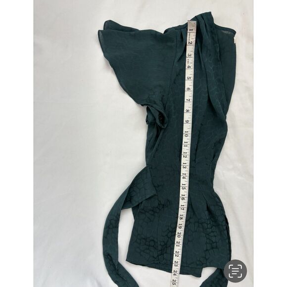 Max Studio Women's Flutter Sleeve Waist Tie Blouse Teal Blue Size XS Classy Date - Picture 10 of 10